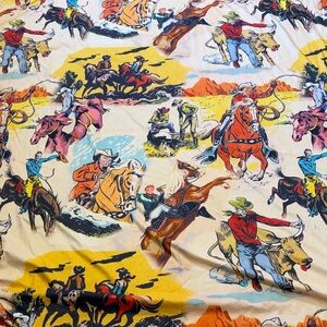 Vintage Western Cowboy Print Fabric